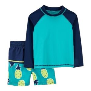 NWT Carter's Boys Long Sleeved Swimsuit With Shorts UPF 50, 2 Piece Set 3T